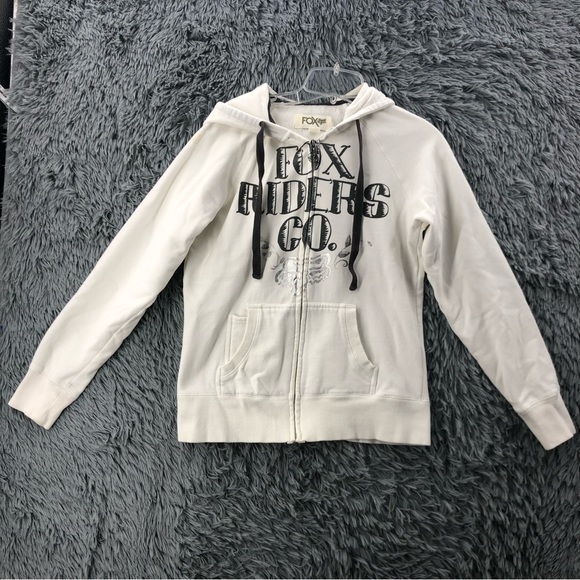 Fox Racing Hoodie XL Fits Smaller Spellout Logo Full Zip Jacket Fleece Lined - Picture 1 of 11